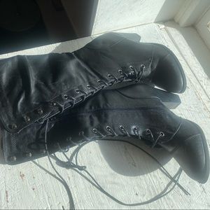 Vintage Victorian lace up heel leather boots